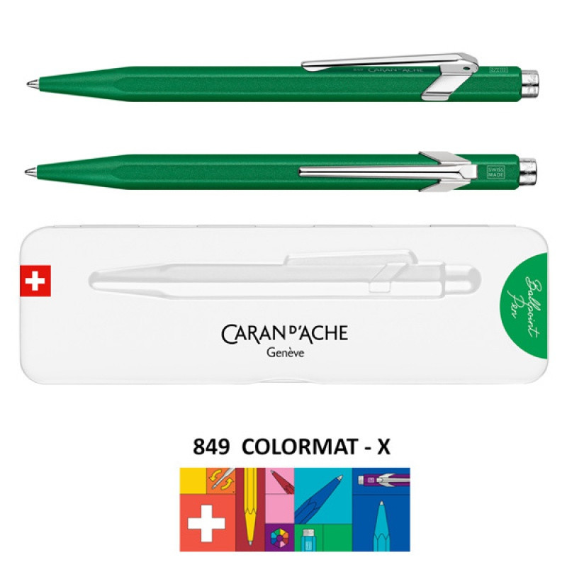 Długopis CARAN D'ACHE 849 Colormat-X, M, w pudełku, zielony