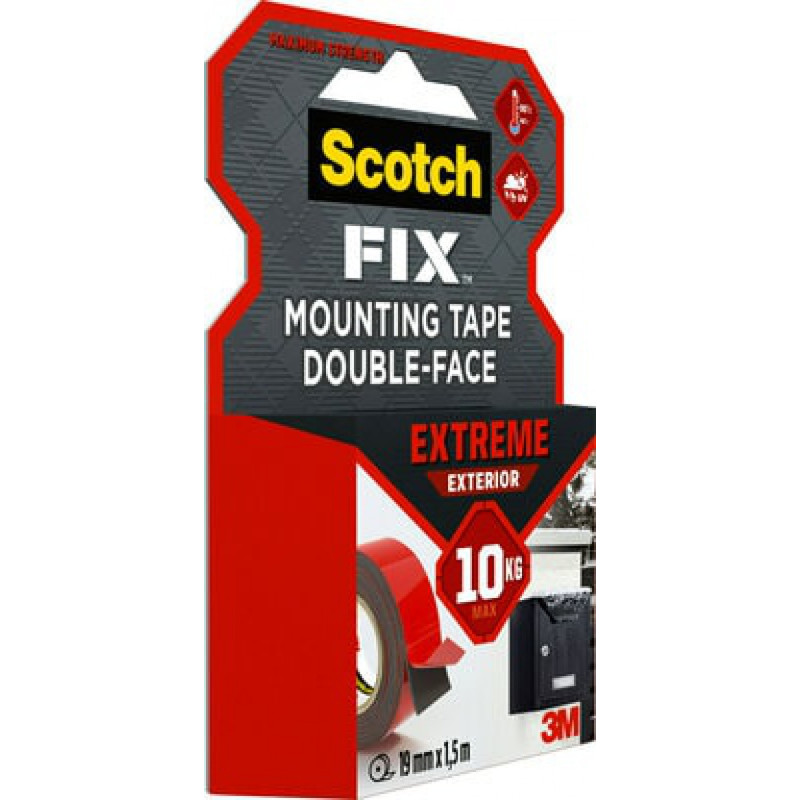 Taśma montażowa SCOTCH®, dwustronna, do ekstremalnych zastosowań, 19mm x 1,5m, czarna