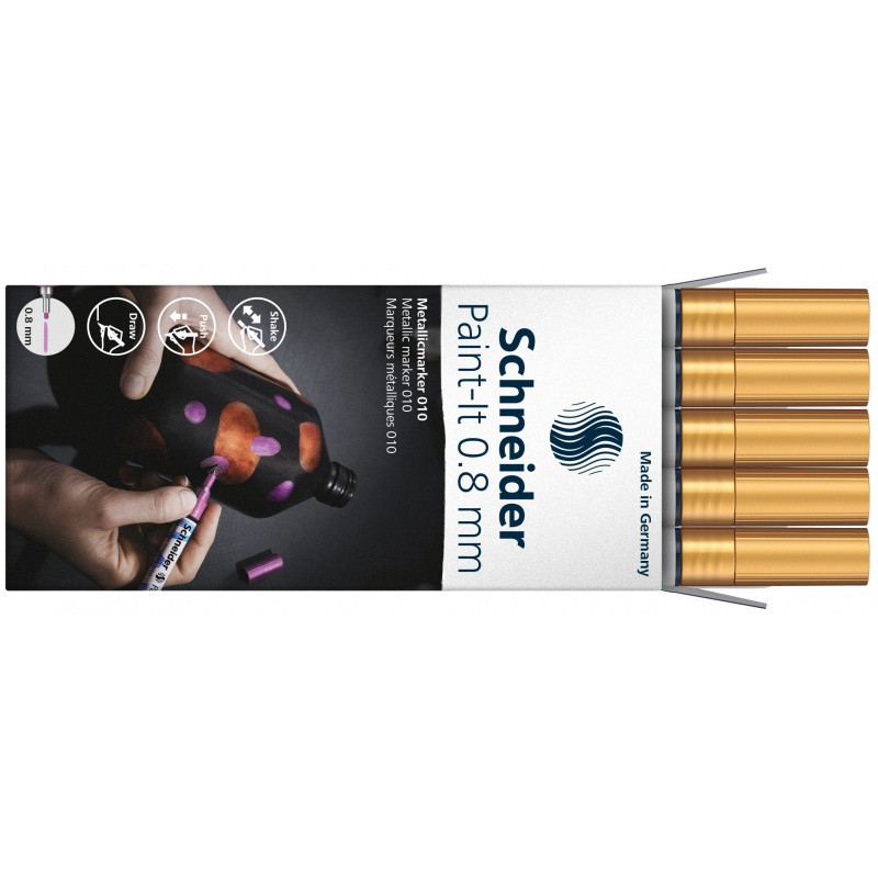 Marker metaliczny SCHNEIDER Paint-It 010, 0,8 mm, złoty metalik