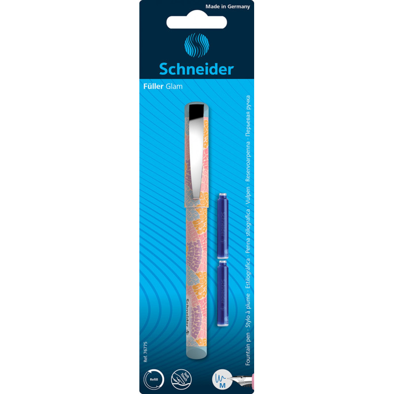 Pióro wieczne SCHNEIDER Glam + 2 naboje, blister, mix kolorów