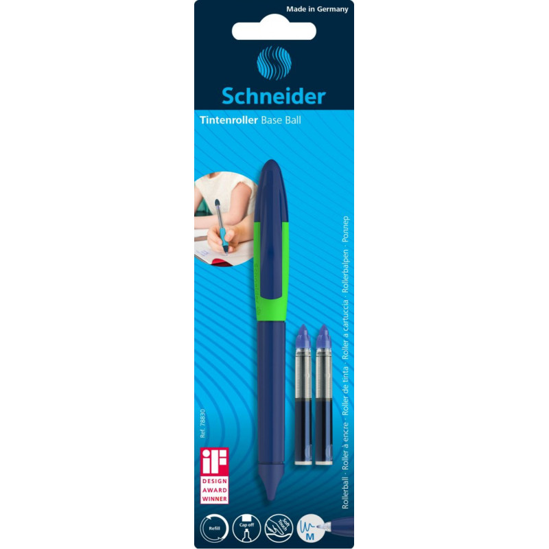 Pióro kulkowe SCHNEIDER Base Ball + 2 cartridge 852, blister, mix kolorów