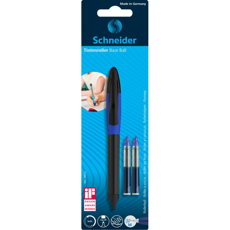 Pióro kulkowe SCHNEIDER Base Ball + 2 cartridge 852, blister, mix kolorów