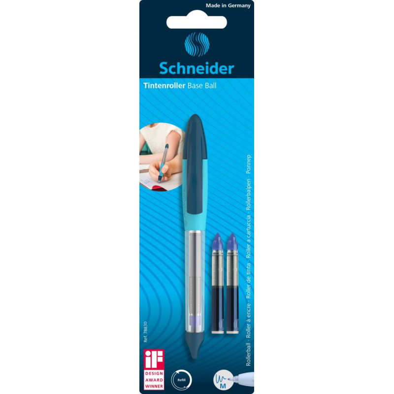 Pióro kulkowe SCHNEIDER Base Ball + 2 cartridge 852, blister, mix kolorów