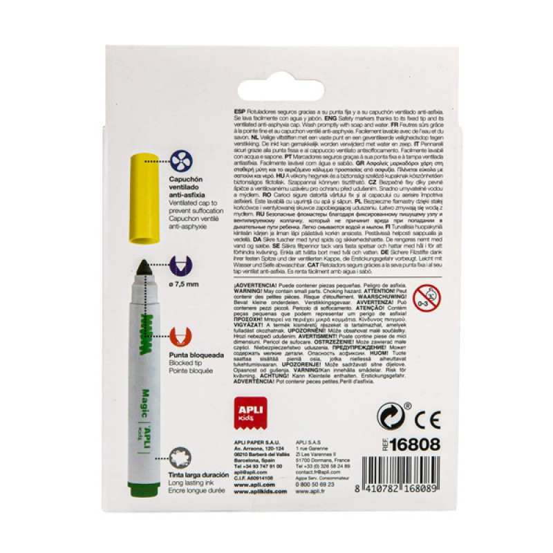 Flamastry APLI Kids, magic-zmieniające kolor, 8 szt., mix kolorów