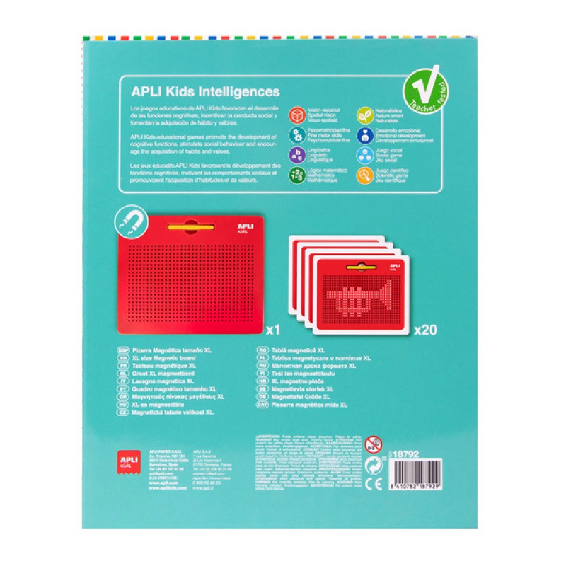 Tablica magnetyczna APLI Kids, XL, z rysikiem, 10 kart z 20 rysunkami