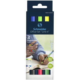 Zestaw SCHNEIDER LINK-IT Office Set, długopis i zakreślacz w jednym, pudełko, 6szt., mix kolorów