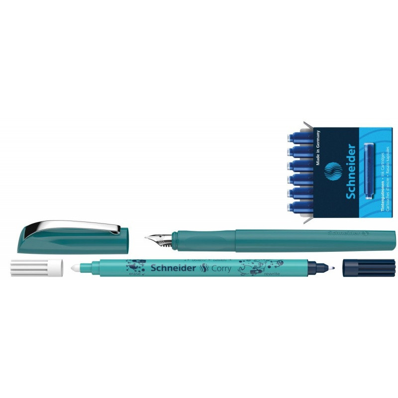 Zestaw pióro wieczne SCHNEIDER Ceod Colour, wymazywacz, naboje 6 szt., mix kolorów, blister