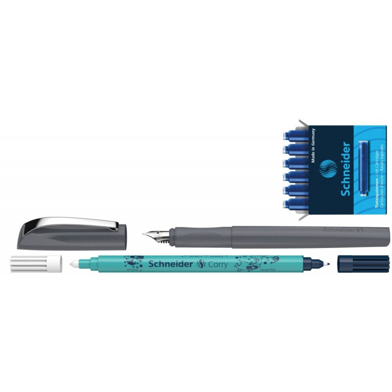 Zestaw pióro wieczne SCHNEIDER Ceod Colour, wymazywacz, naboje 6 szt., mix kolorów, blister