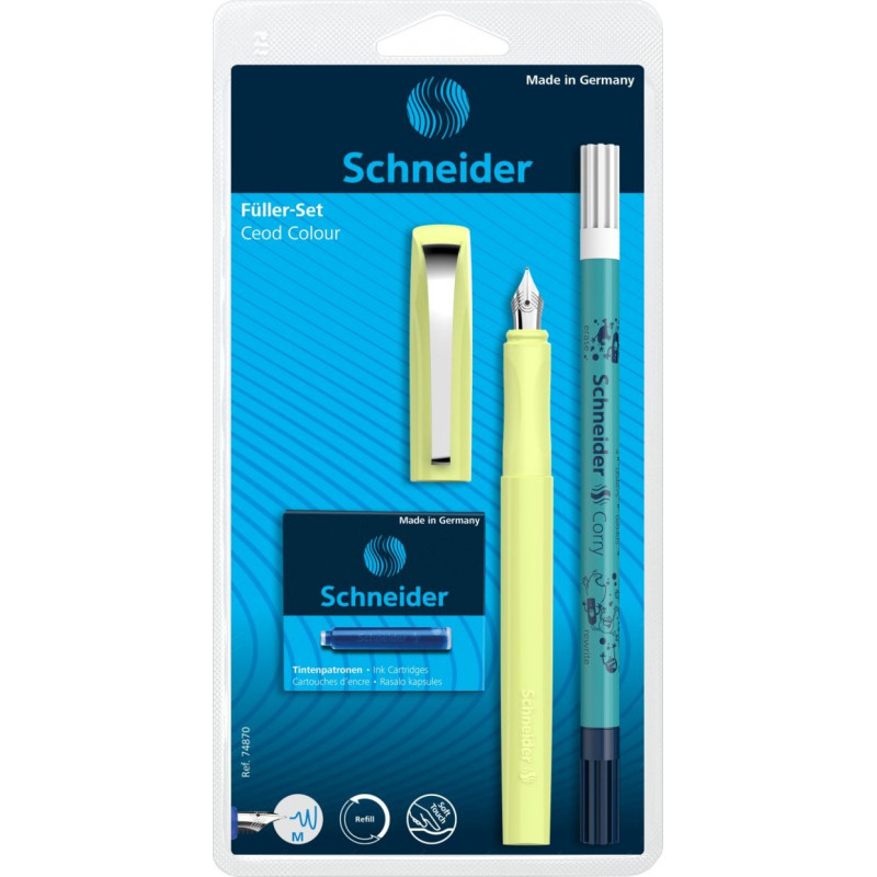Zestaw pióro wieczne SCHNEIDER Ceod Colour, wymazywacz, naboje 6 szt., mix kolorów, blister