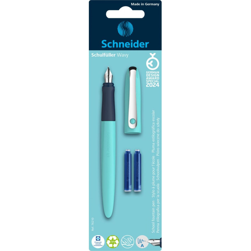 Pióro wieczne SCHNEIDER Wavy, 2 naboje, mix kolorów, blister