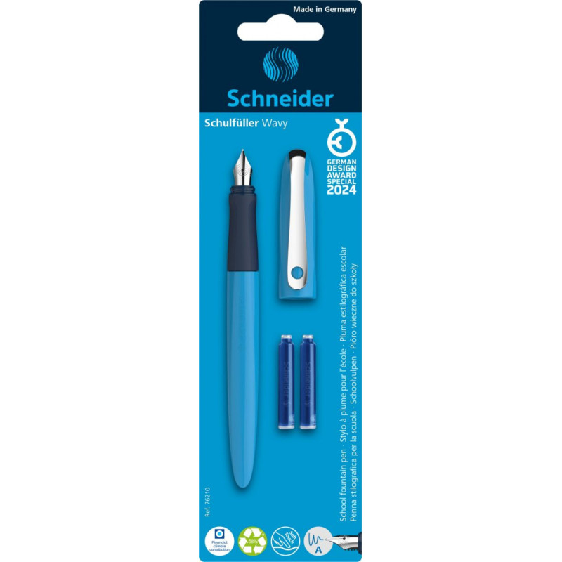 Pióro wieczne SCHNEIDER Wavy, 2 naboje, mix kolorów, blister
