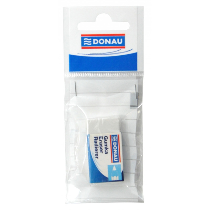 Gumka uniwersalna DONAU, 41x21x11mm, zawieszka, biała
