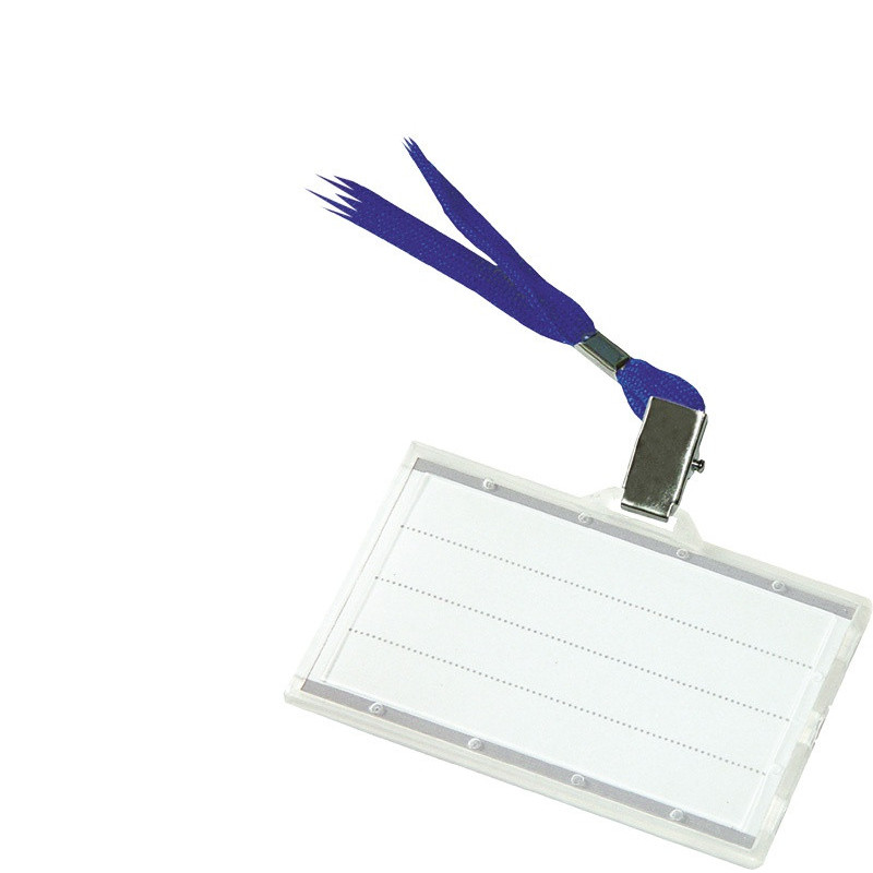 Identyfikator DONAU, z taśmą, twardy, zawieszka, niebieski