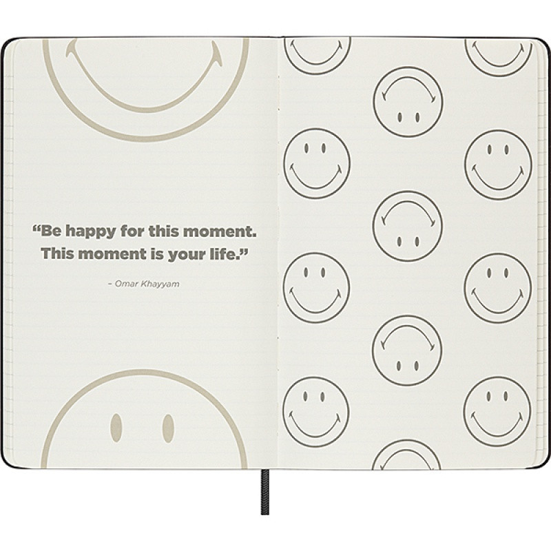 Notatnik MOLESKINE L (13x21 cm), Smiley, w linie, twarda oprawa, 176 stron