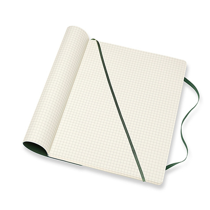 Notes MOLESKINE Classic XL (19x25cm), w kratkę, miękka oprawa, myrtle green, 192 strony, zielony