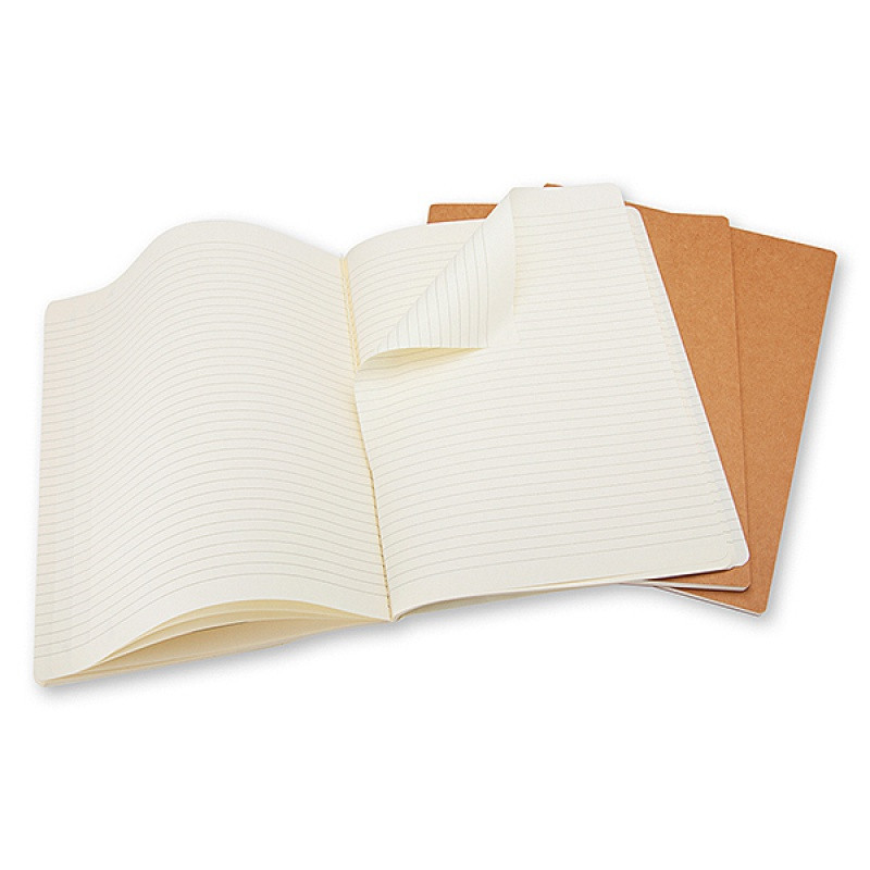 Zestaw 3 zeszytów MOLESKINE Cahier Journals L (13x21cm), w linie, 80 stron, piaskowy