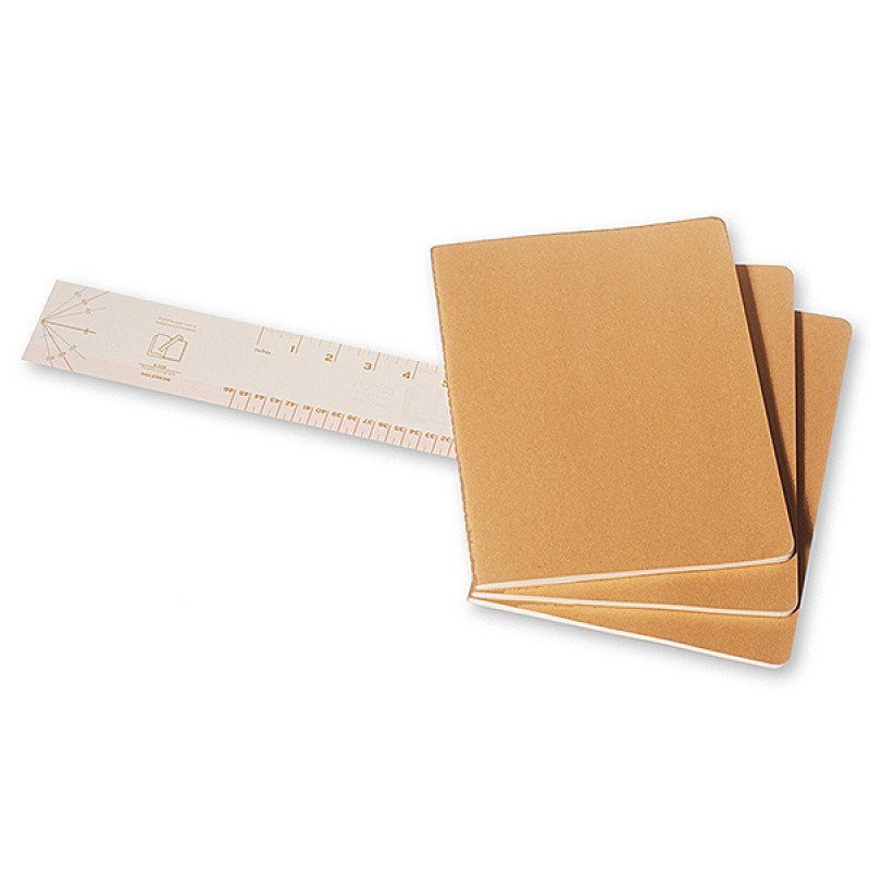Zestaw 3 zeszytów MOLESKINE Cahier Journals XL (19x51cm), gładki, 120 stron, piaskowy