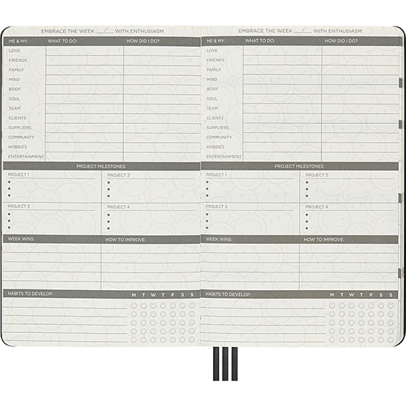 Zestaw MOLESKINE, notatnik + długopis + planner Positivity Smiley