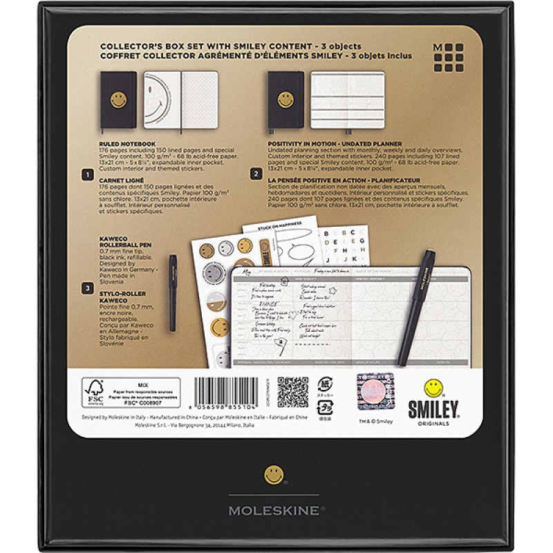Zestaw MOLESKINE, notatnik + długopis + planner Positivity Smiley