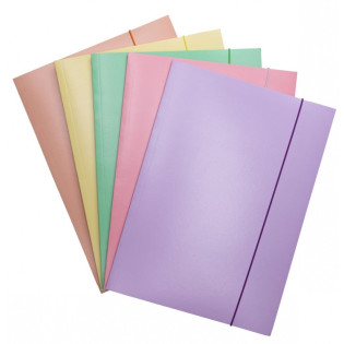 Teczka z gumką OFFICE PRODUCTS Pastel, karton/lakier, A4, 300gsm, 3-skrz., mix kolorów