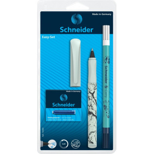 Pióro kulkowe SCHNEIDER Easy Set, wymazywacz, 6 nabojów, blister, mix kolorów