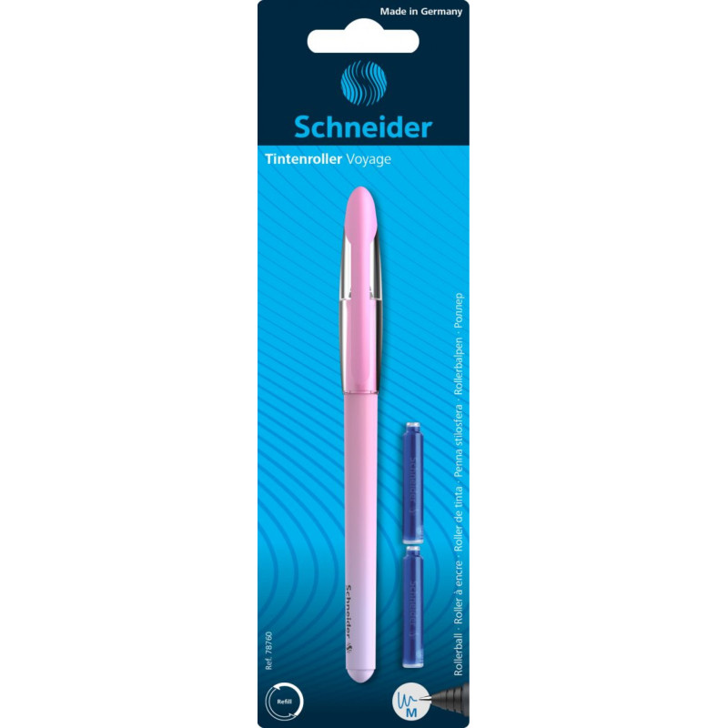 Pióro kulkowe SCHNEIDER Voyage + 2 naboje, mix kolorów, blister