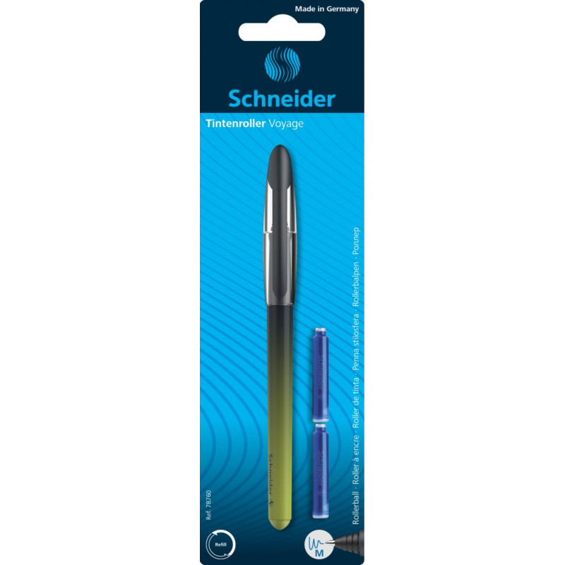 Pióro kulkowe SCHNEIDER Voyage + 2 naboje, mix kolorów, blister