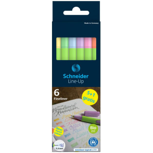 Cienkopis SCHNEIDER LINE-UP PASTEL, 0,4mm, 6 szt, pudełko z zawieszką, mix kolorów