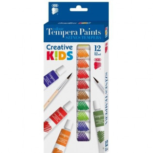 Farby tempera CREATIVE KIDS, 12ml x 12szt, mix w pud. kartonowym