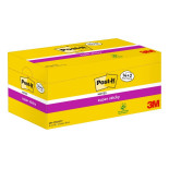 Karteczki samoprzylepne Post-it® Super Sticky (654-P16SSCY-EU), 76x76mm, 14x90 kart.+2x90 kart. gratis, żółte