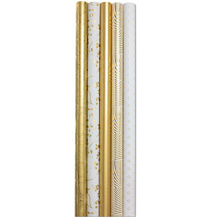 Papier prezentowy CLAIREFONTAINE, Premium Tresor, PP, 2x0,7m, 80g, mix wzorów, złoty