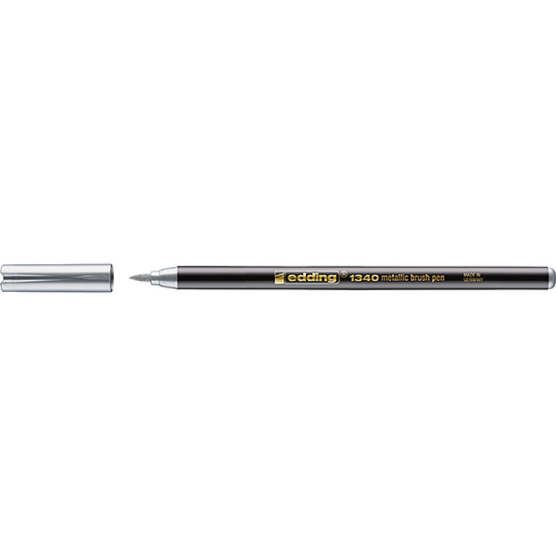 Pisak z końcówką pędzelkową e-1340 EDDING, metaliczny srebrny