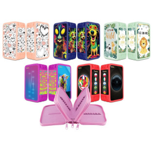 Piórnik szkolny GIMBOO, bez wyposażenia, 3 komory, mix kolorów