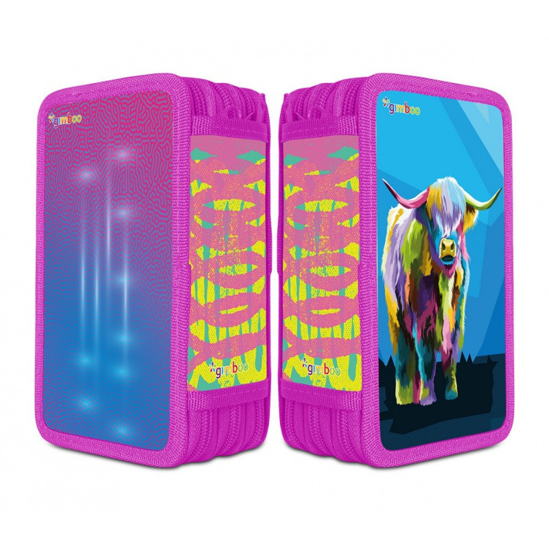 Piórnik szkolny GIMBOO, bez wyposażenia, 3 komory, mix kolorów