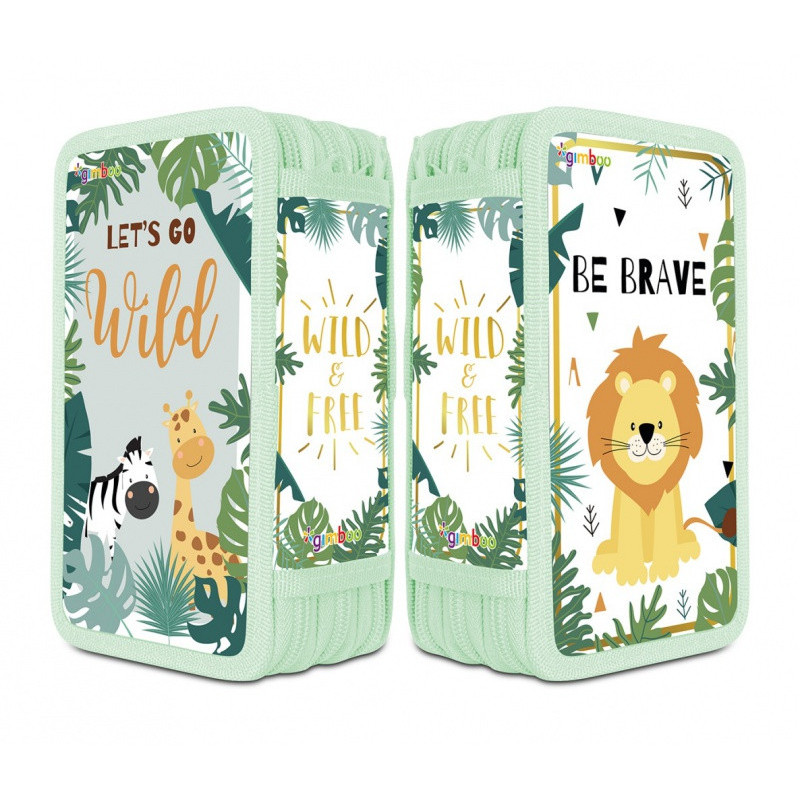 Piórnik szkolny GIMBOO, bez wyposażenia, 3 komory, mix kolorów