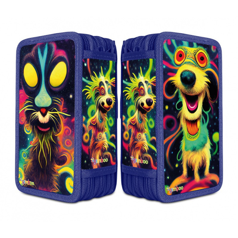 Piórnik szkolny GIMBOO, bez wyposażenia, 3 komory, mix kolorów