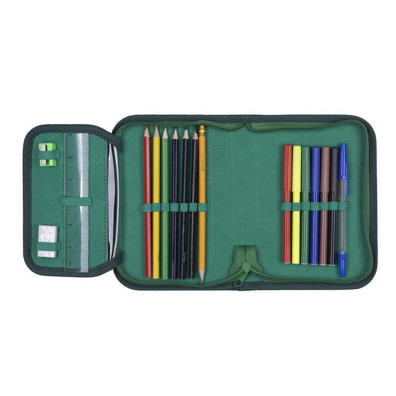 Piórnik szkolny GIMBOO, ekon. z wyposażeniem, 1 komora, 1 przekładka, mix kolorów