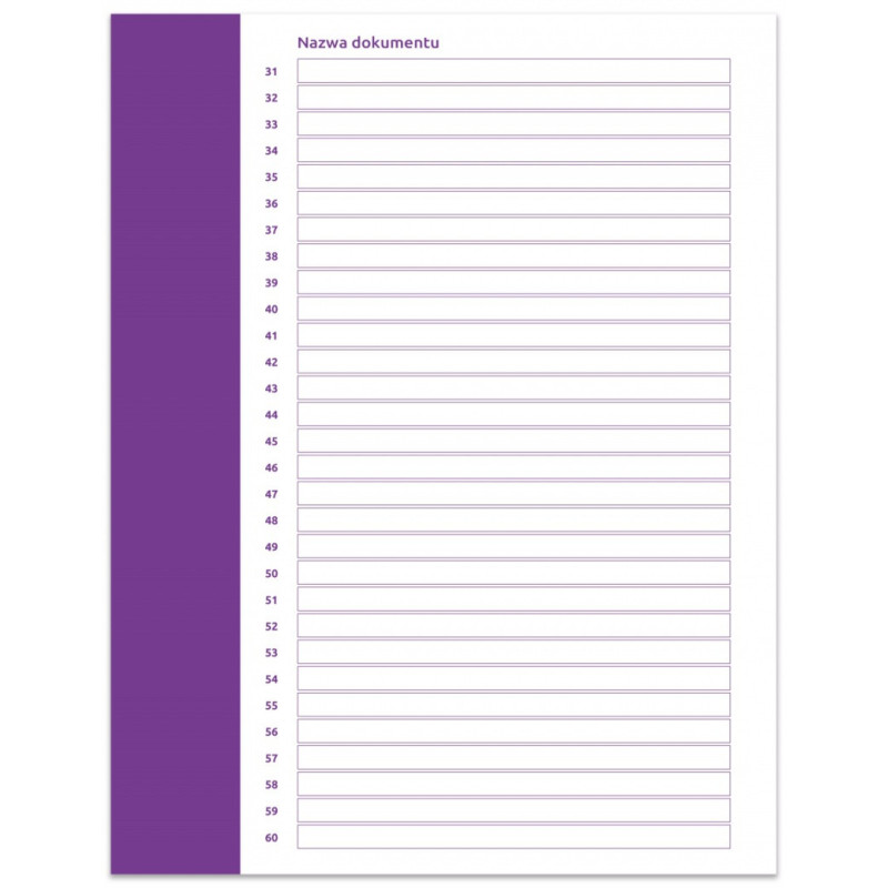 Przekładka E do segregatora do akt osobowych