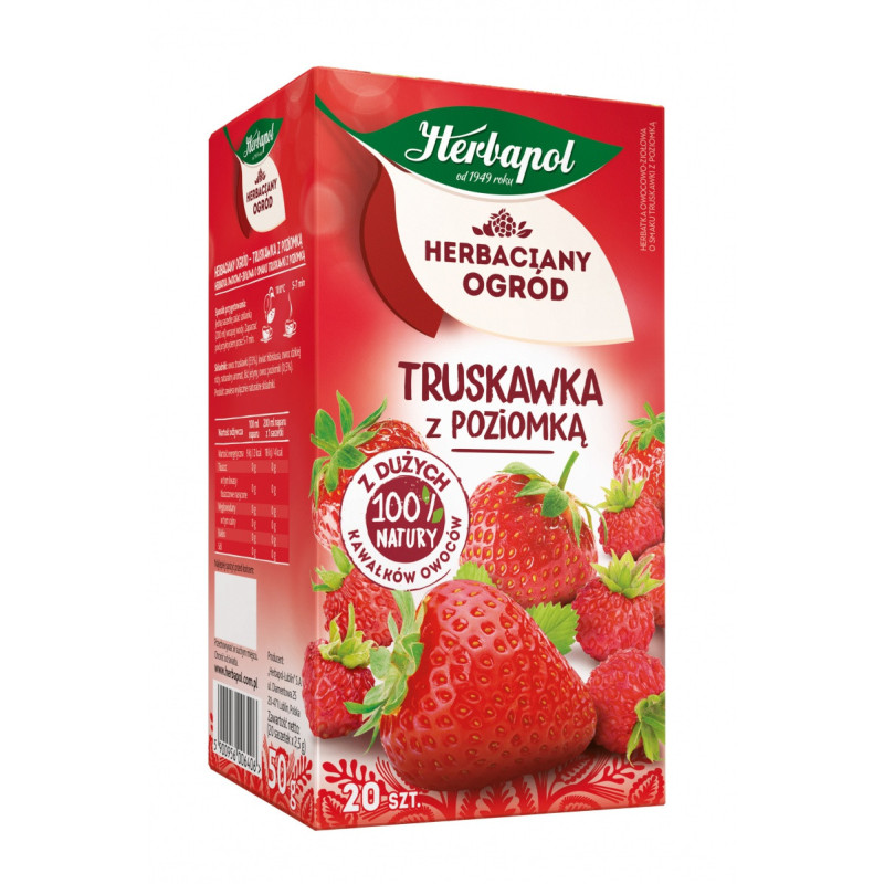 Herbata HERBAPOL Herbaciany Ogród, 20 torebek, truskawka z poziomką
