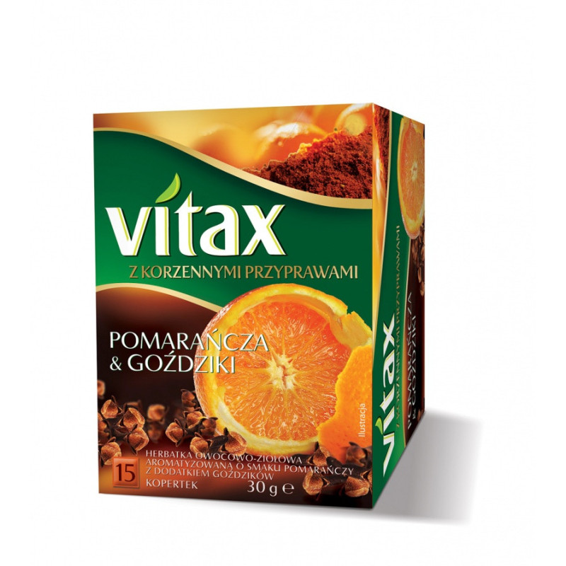 Herbata VITAX owocowo-ziołowa, pomarańcza i goździki, 15 kopert
