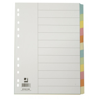 Przekładki Q-CONNECT, karton, A4, 223x297mm, 12 kart, mix kolorów