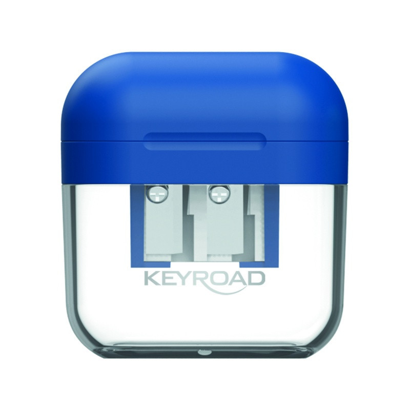 Temperówka plastikowa KEYROAD, podwójna, z pojemnikiem, display, mix kolorów