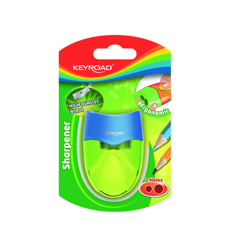 Temperówka plastikowa KEYROAD, podwójna, blister, mix kolorów