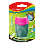 Temperówka plastikowa KEYROAD, nietłukąca, podwójna, z pojemnikiem, blister, mix kolorów