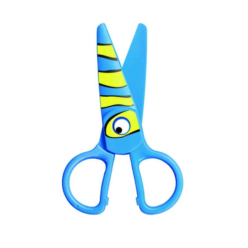 Nożyczki szkolne KEYROAD, 12,2cm, bezpieczne, ryba, blister, niebieskie