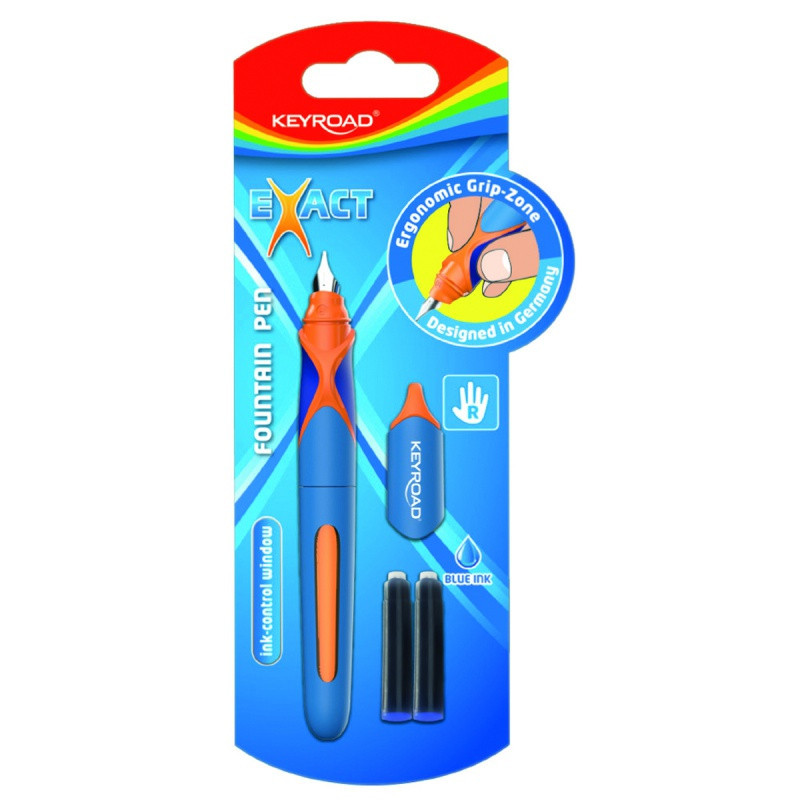 Pióro wieczne KEYROAD exact, 2 niebieskie naboje gratis, blister, mix kolorów