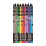 Kredki ołówkowe KEYROAD Black-Cute, trójkątne, wzór zwierzęcy, 12 kolorów