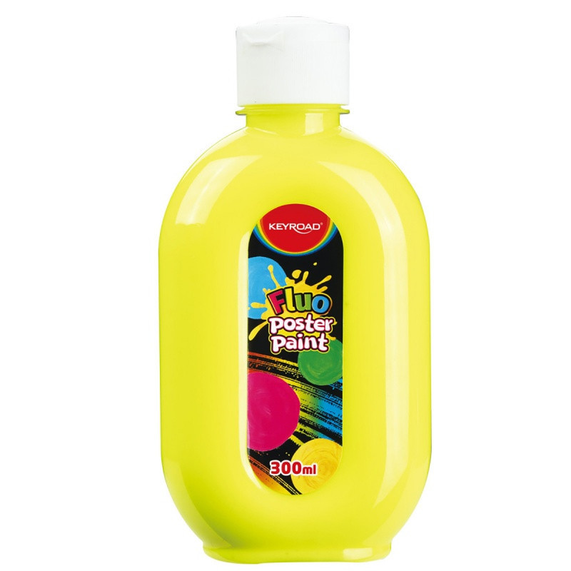 Farba plakatowa KEYROAD, Fluo, 300ml, butelka, neonowa żółta