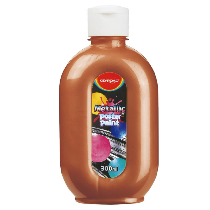 Farba plakatowa KEYROAD, metaliczna, 300ml, butelka, żółta