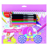 Zestaw do kolorowania dla dziewczynki KEYROAD, 12 kredek, szablon, pudełko